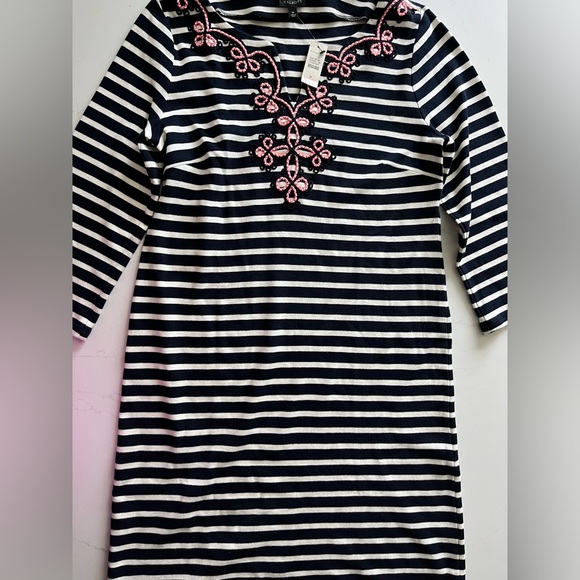 NWT Talbots Embroidered Striped Dress size M - Picture 3 of 4